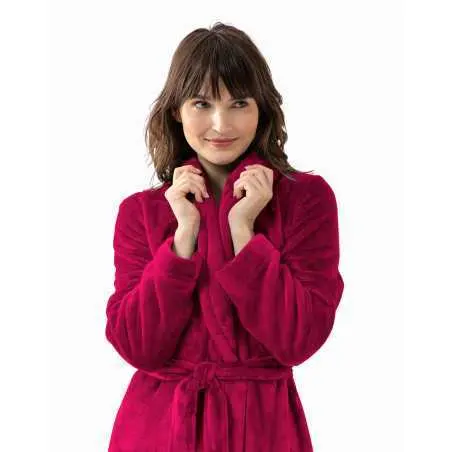 Plush flannel twill bathrobe ESSENTIEL 661 in peony | Lingerie le Chat