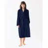 Plush flannel twill bathrobe ESSENTIEL 661 in navy blue