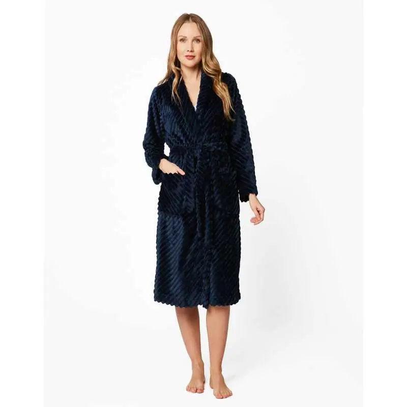 Navy blue ESSENTIEL H64A bathrobe | Lingerie le Chat