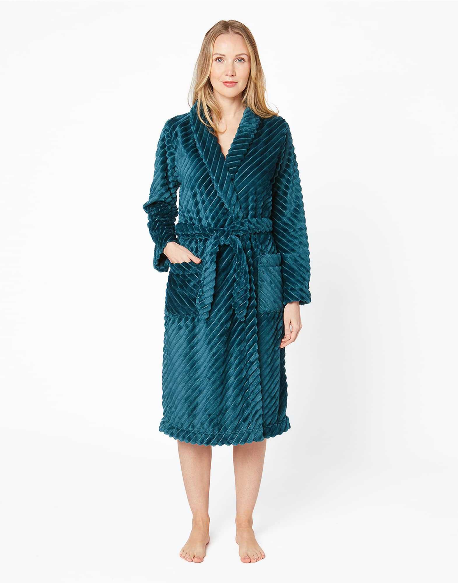 Peacock blue ESSENTIEL H64A bathrobe | Lingerie le Chat