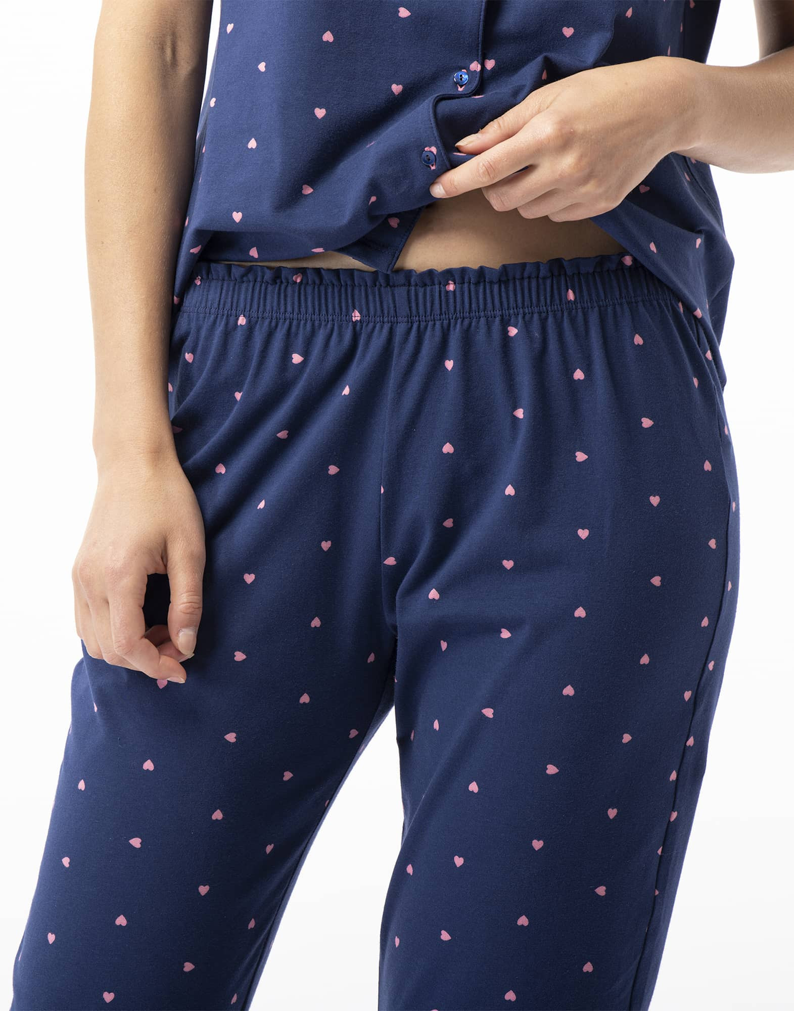 AMORE 706 navy cotton pantacourt pyjamas