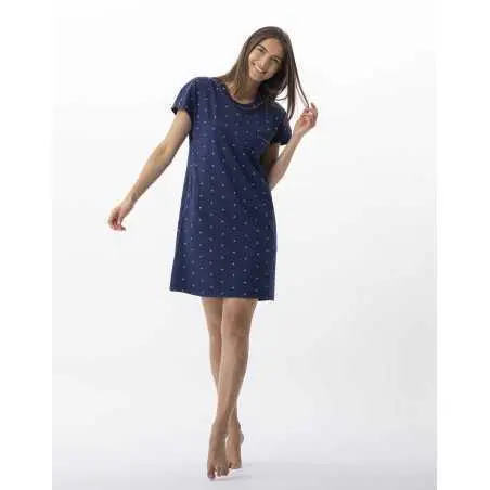 Cotton nightshirt AMORE 701 navy | Lingerie le Chat