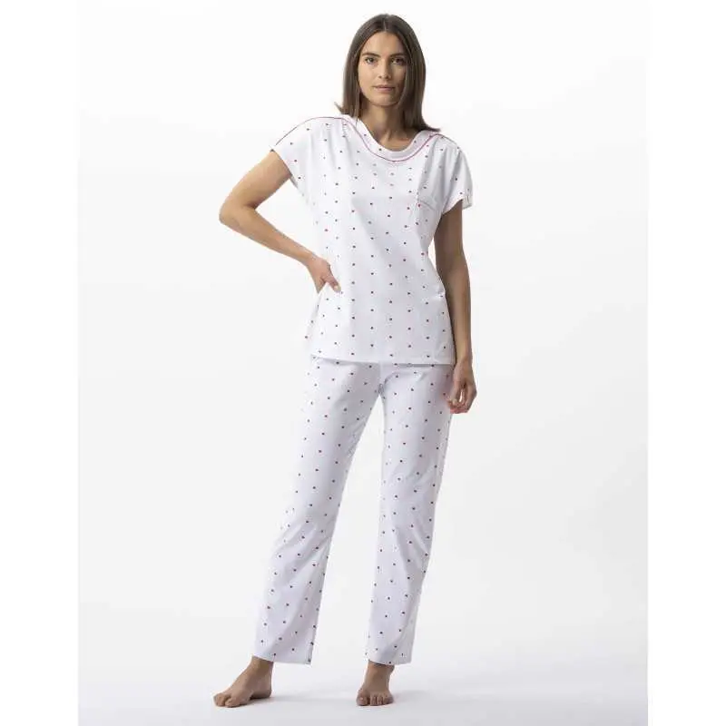 Cotton elastane pyjamas AMORE 702 white | Lingerie le Chat