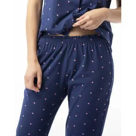 Jersey button-down pyjama shorts AMORE 706 navy | Lingerie le Chat