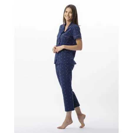 Jersey button-down pyjama shorts AMORE 706 navy | Lingerie le Chat