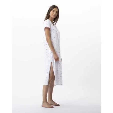 Chemise de nuit longue en coton AMORE 711 blanc   | Lingerie le Chat