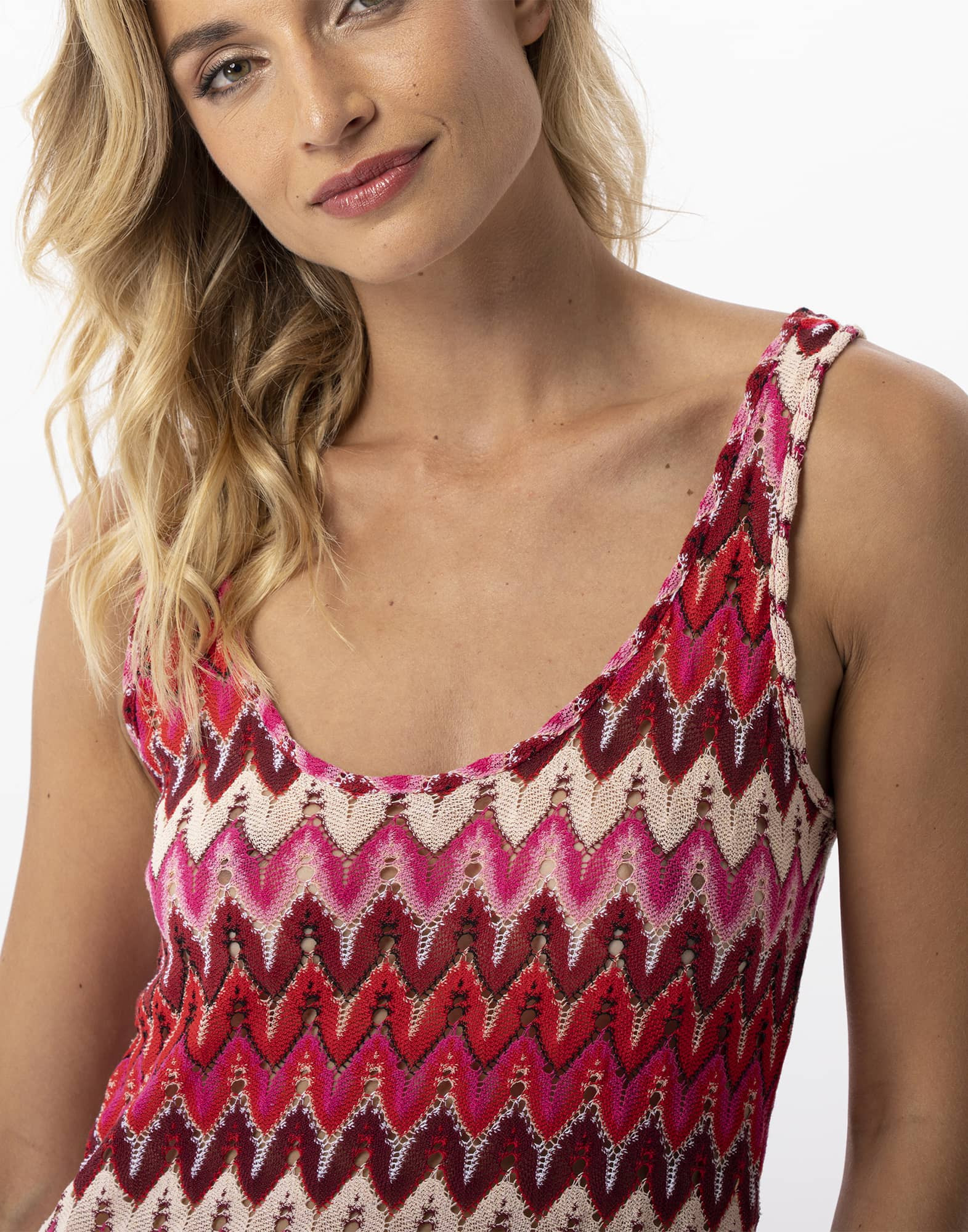Long mesh knit dress BAHIA 741 multico pink