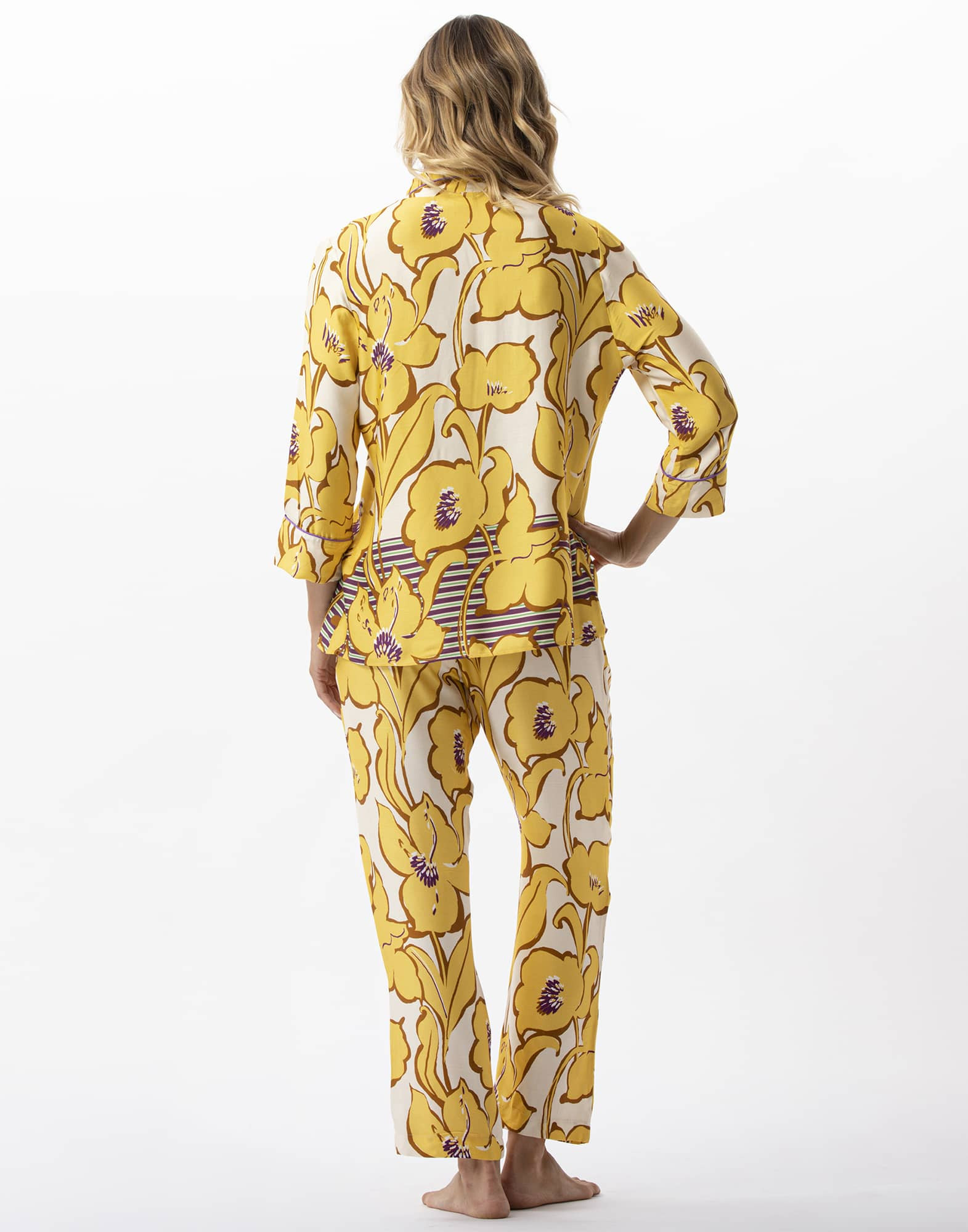 Flower print button-down pyjamas in 100% viscose NÉROLI 706 multico