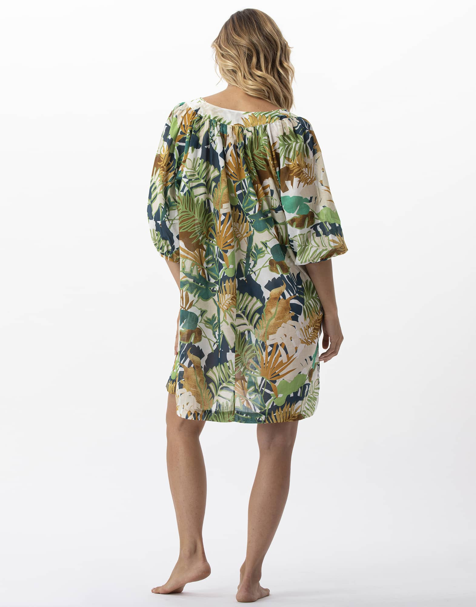 Plant printed dress in 100% cotton PALMERAIE 740 multico