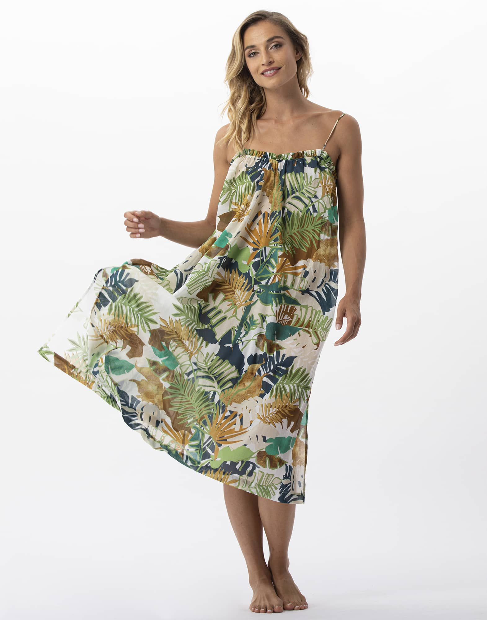 Plant printed long dress in 100% cotton PALMERAIE 741 multico