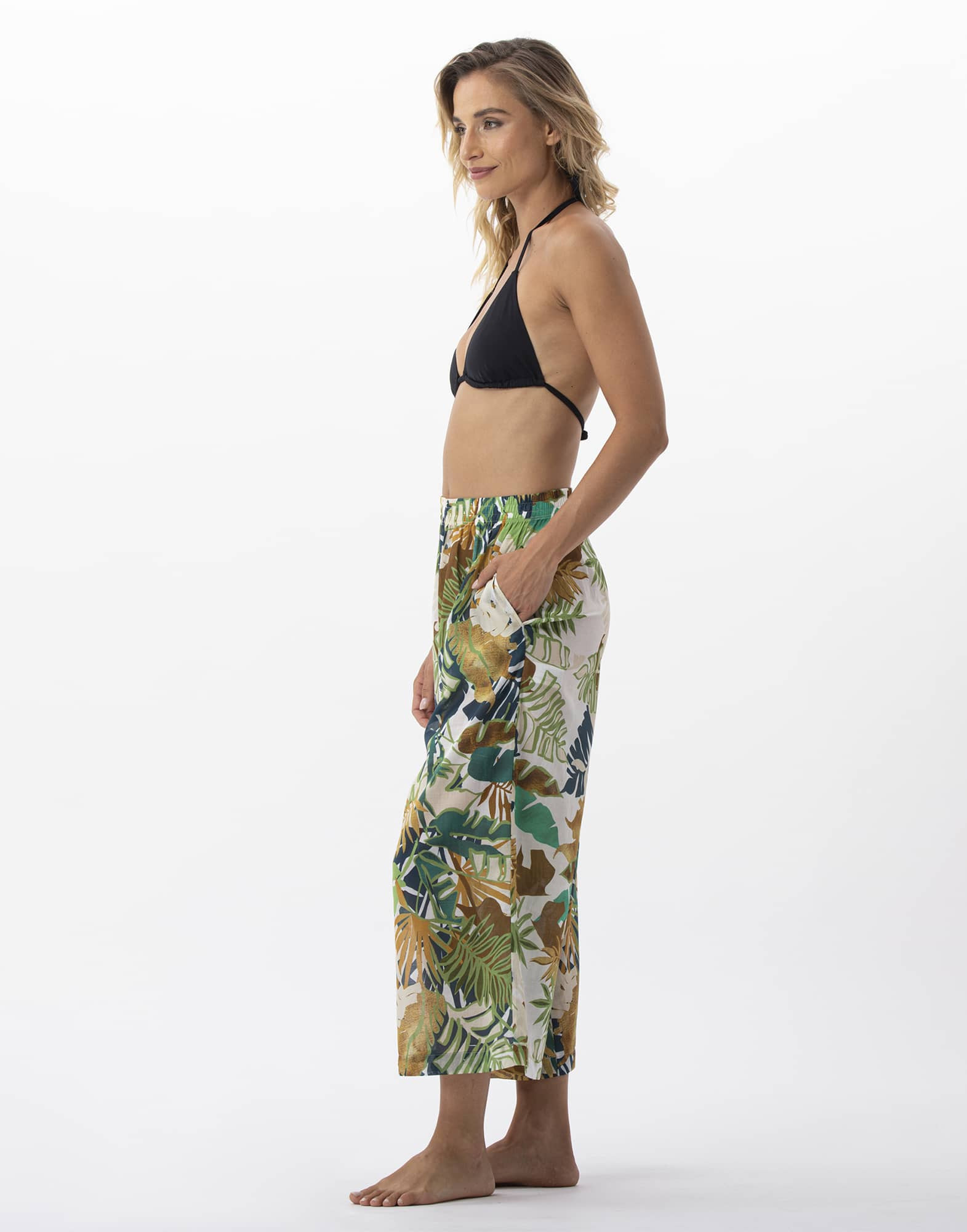 Plant printed trousers in 100% cotton PALMERAIE 780 multico