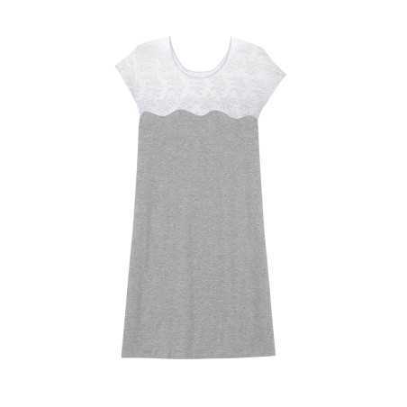 Nightshirt ANNAH 701 jersey and lace mottled grey | Lingerie le Chat