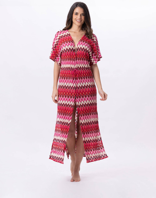 Long mesh knit kimono BAHIA 770 multicoloured pink | Lingerie le Chat