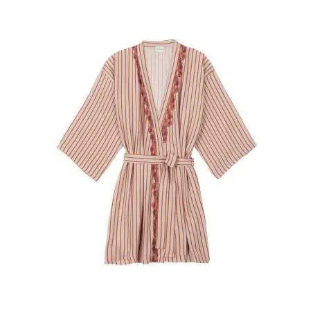 Striped kimono in 100% viscose BIRKIN 760 dragee | Lingerie le Chat