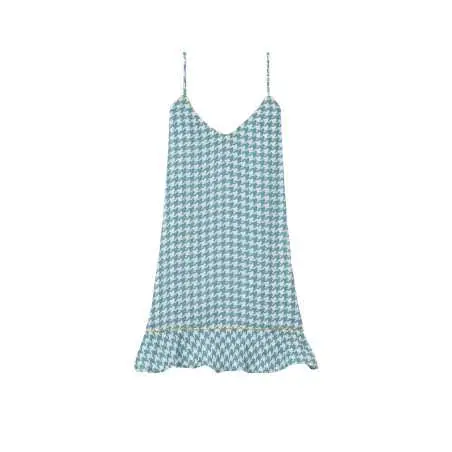 Houndstooth Check nightie in 100% viscose COCOTTE 703 blue | Lingerie le Chat