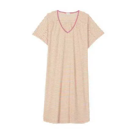 Striped nightshirt in cotton and modal FRUTTI 701 tangerine | Lingerie le Chat