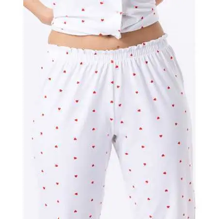 Jersey button-down pyjama shorts AMORE 706 white | Lingerie le Chat