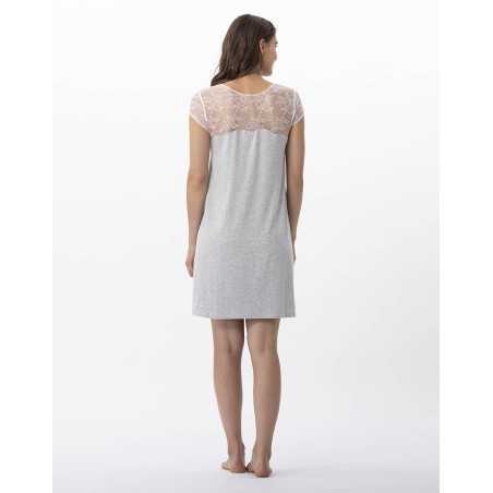Nightshirt ANNAH 701 jersey and lace mottled grey | Lingerie le Chat