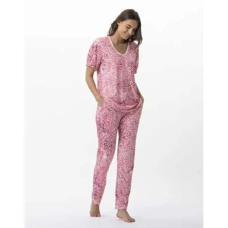 Printed 7/8° pyjamas in viscose elastane VICTORIA 702 strawberry | Lingerie le Chat