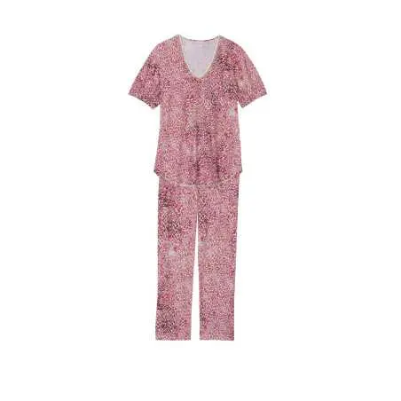 Printed 7/8° pyjamas in viscose elastane VICTORIA 702 strawberry | Lingerie le Chat