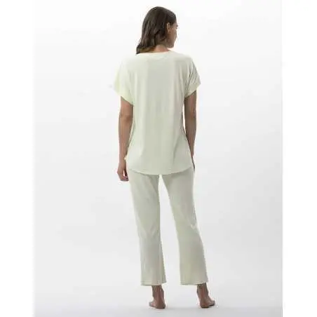 Pyjama pantacourt en coton modal RIVIERA 702 anis  | Lingerie le Chat