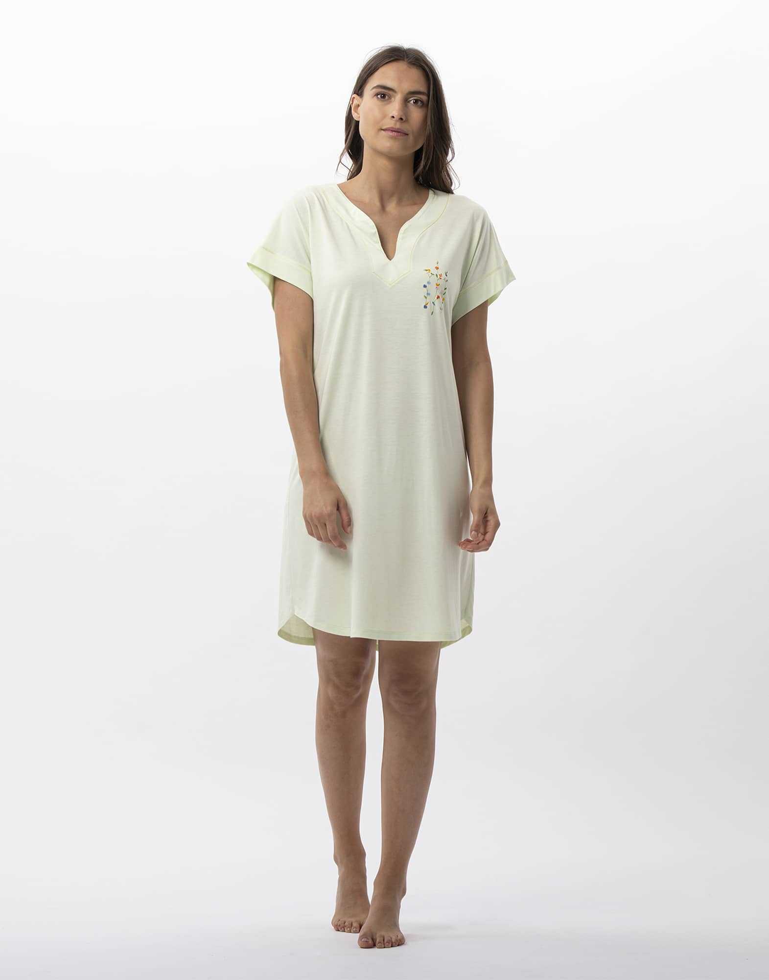 Nightdress in cotton modal RIVIERA 711 anise | Lingerie le Chat