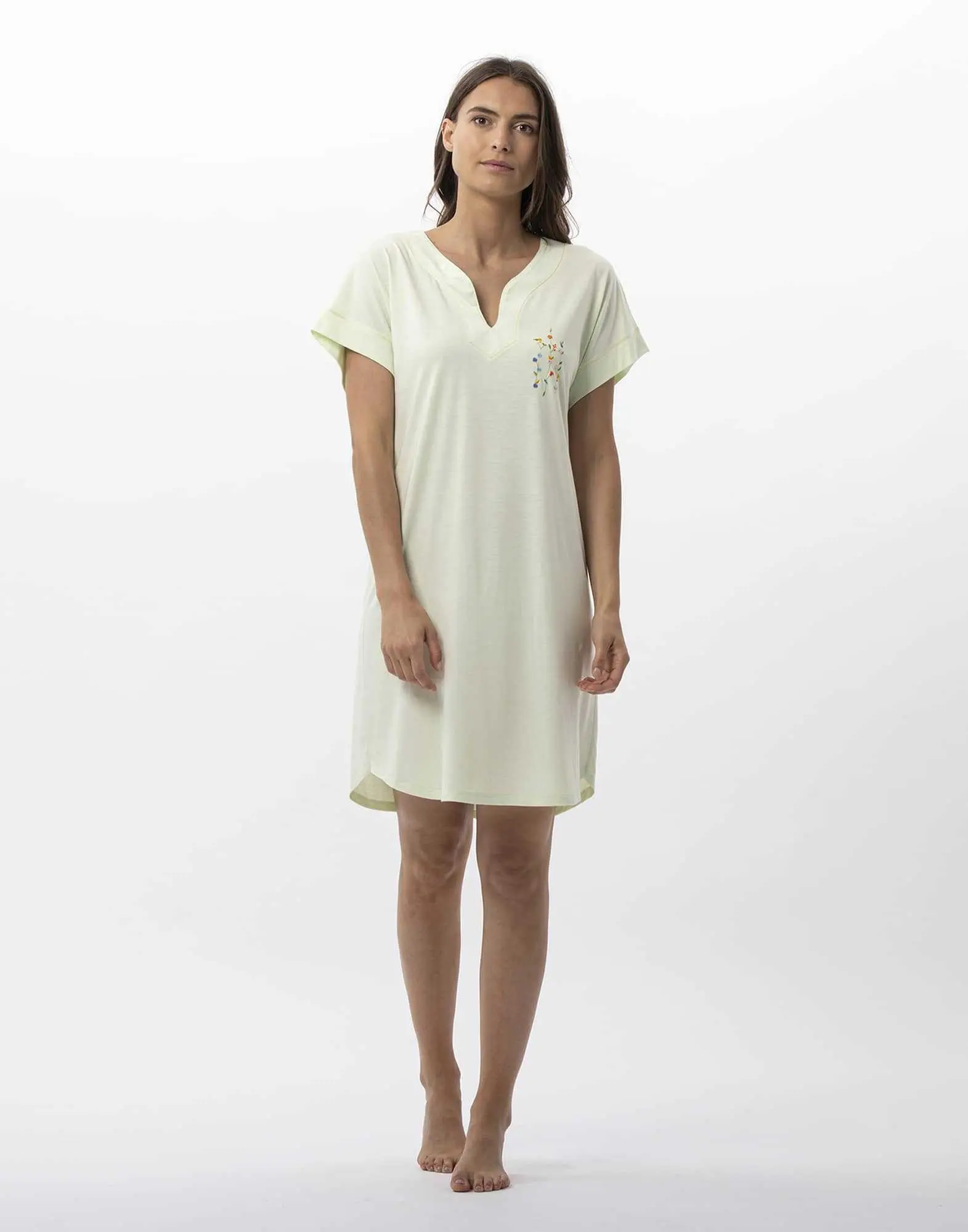 Nightdress in cotton modal RIVIERA 711 anise | Lingerie le Chat
