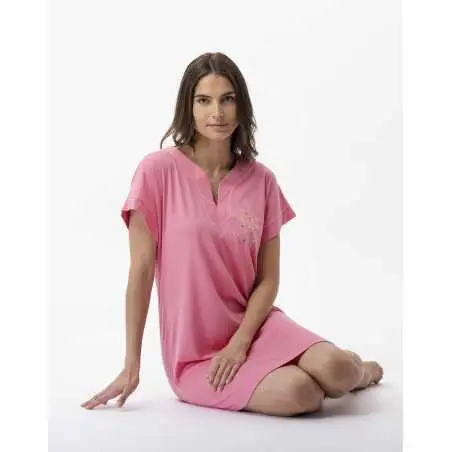 Nightdress in cotton modal RIVIERA 711 strawberry | Lingerie le Chat