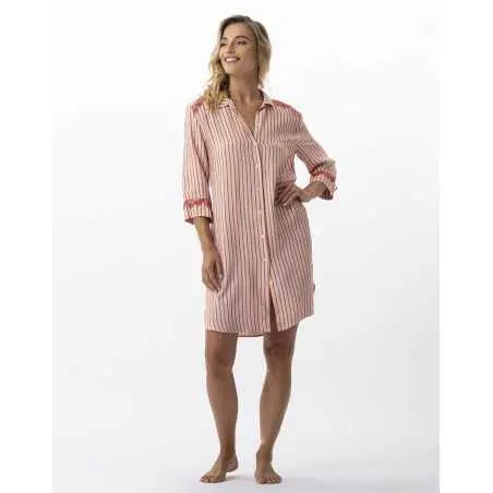 Striped nightshirt  in 100% viscose BIRKIN 705 dragee | Lingerie le Chat