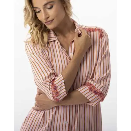 Striped nightshirt  in 100% viscose BIRKIN 705 dragee | Lingerie le Chat