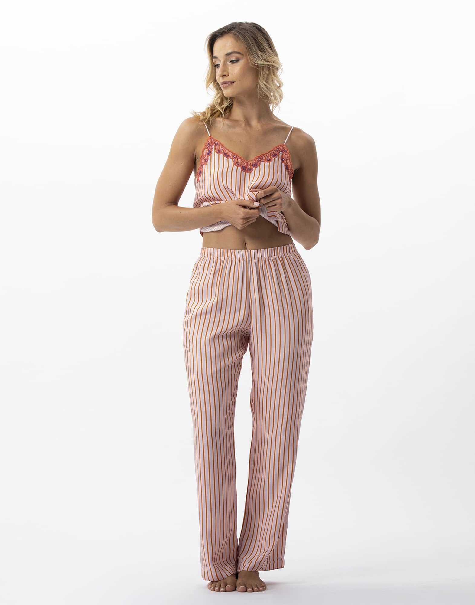 Pantalon pyjama rayé en 100% viscose BIRKIN 780 dragée  | Lingerie le Chat