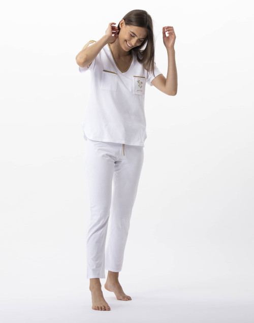Pyjama en coton élasthanne MAJORQUE 702 blanc doré