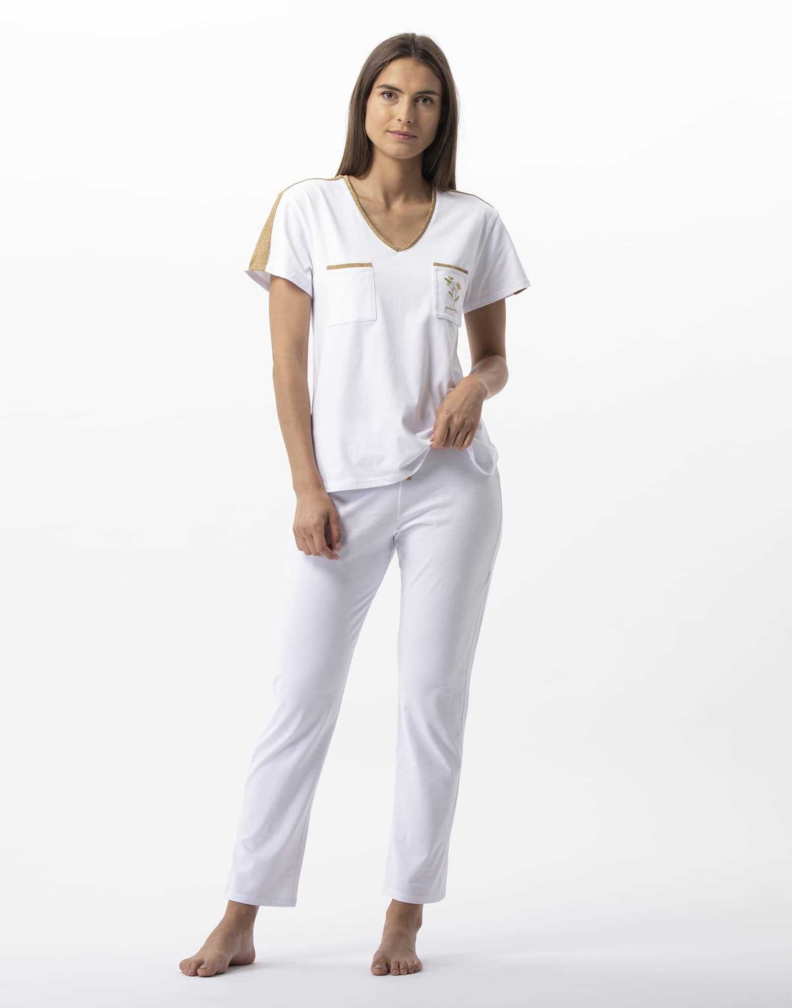 Cotton elastane pyjamas MAJORQUE 702 golden white | Lingerie le Chat