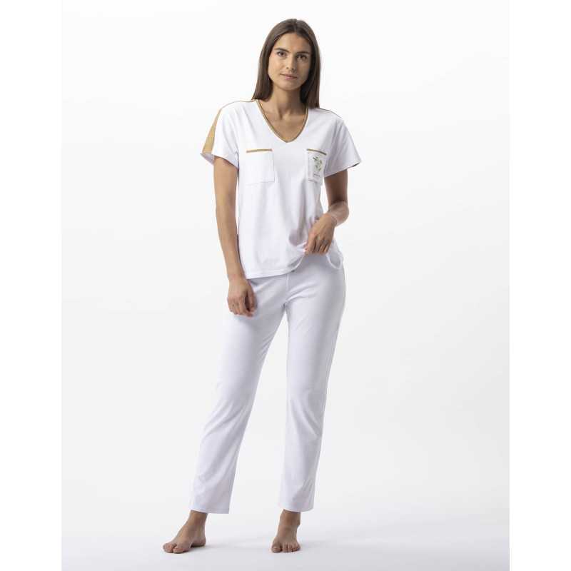 Cotton elastane pyjamas MAJORQUE 702 golden white | Lingerie le Chat