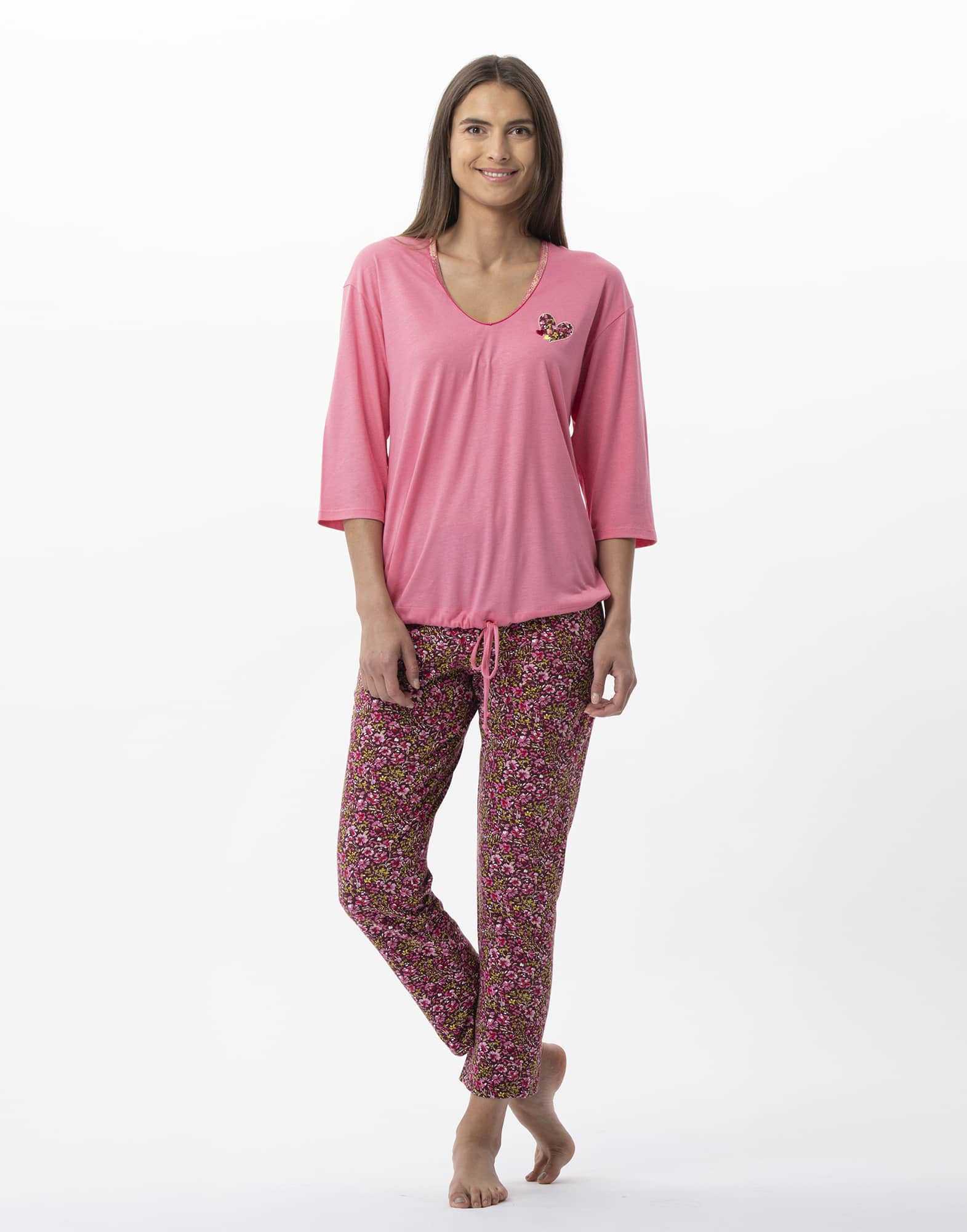 Pyjama pantacourt imprimé fleurs TWIGGY 702 multico  | Lingerie le Chat
