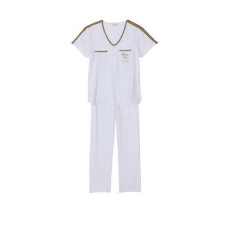 Cotton elastane pyjamas MAJORQUE 702 golden white | Lingerie le Chat