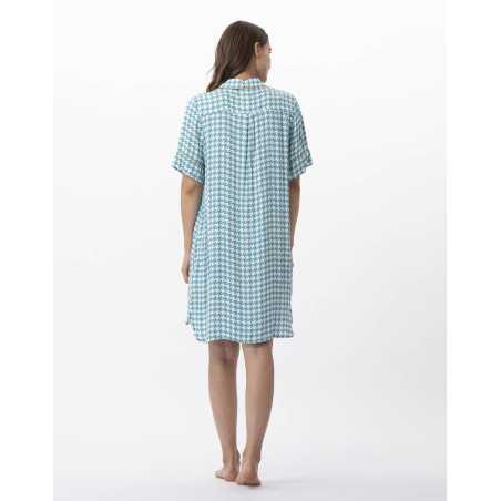 Houndstooth Check shirt in 100% viscose COCOTTE 705 blue