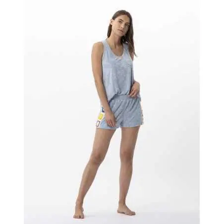 Terry-cloth tank top and shorts set SERENITY 700 sky