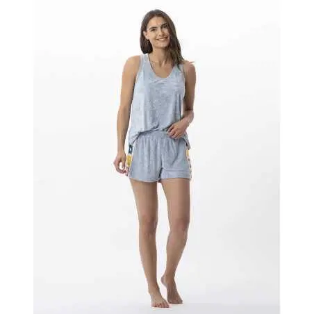 Terry-cloth tank top and shorts set SERENITY 700 sky