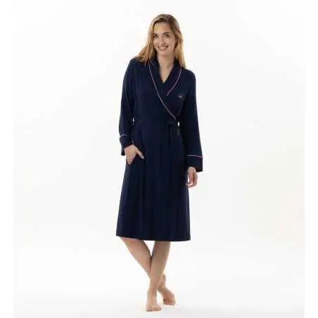 Fleece dressing gown YOGA 760 navy | Lingerie le Chat