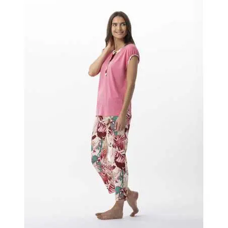 Flower printed pyjamas in 100% viscose CAMÉLIA 702 multicolour | Lingerie le Chat