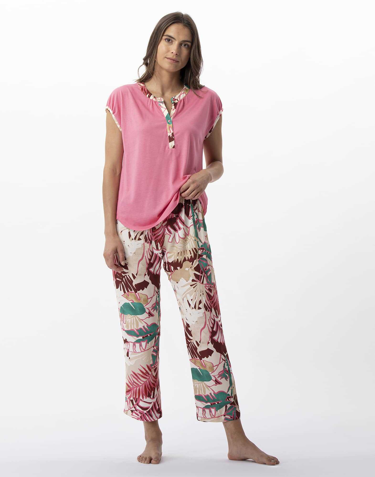 Flower printed pyjamas in 100% viscose CAMÉLIA 702 multicolour | Lingerie le Chat