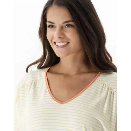 Striped nightshirt in cotton and modal FRUTTI 701 green anise | Lingerie le Chat