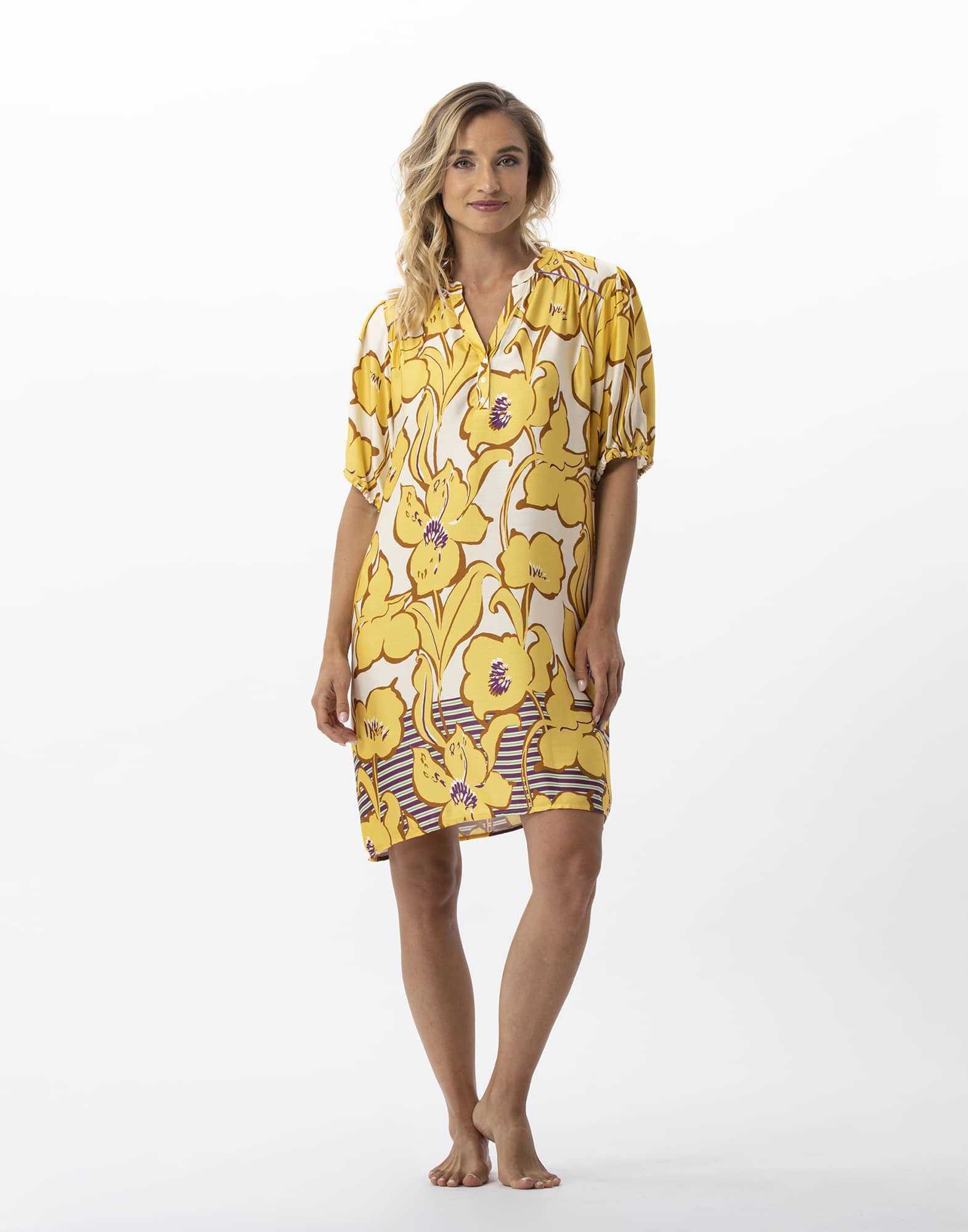 Flower printed nightshirt 100% viscose NEROLI 701 multicolour | Lingerie le Chat