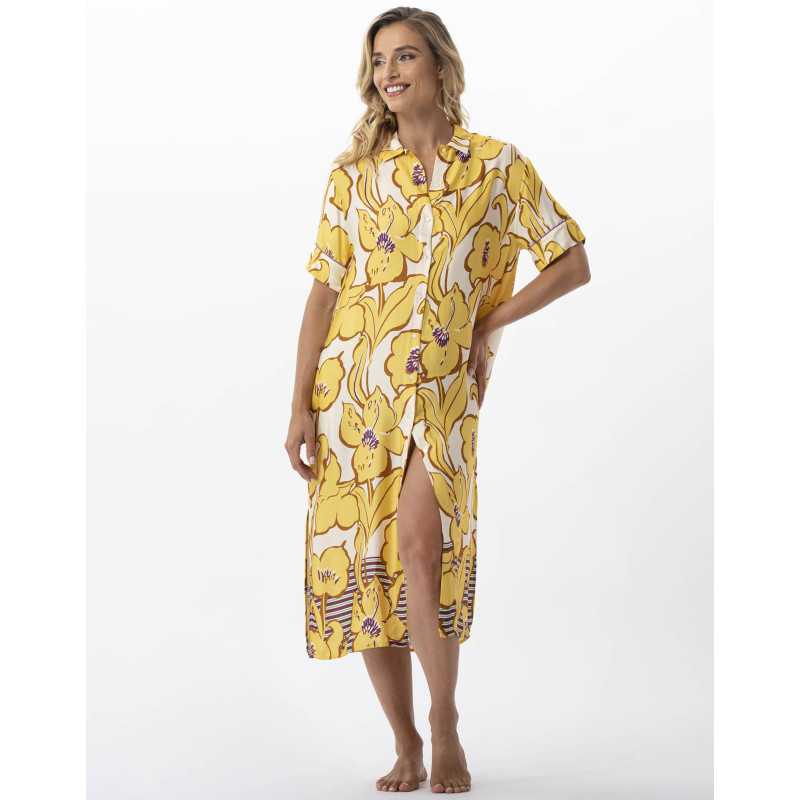 Flower printed shirt 100% viscose NEROLI 705 multicolour | Lingerie le Chat