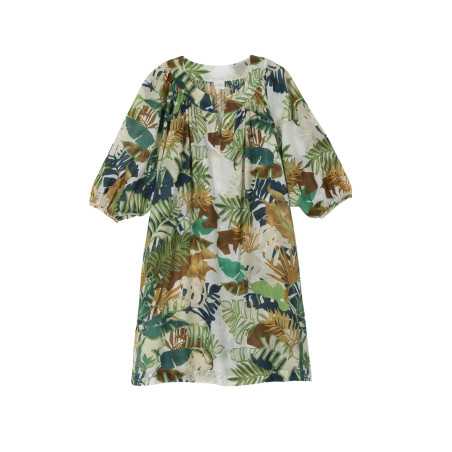 Robe imprimée végétaux en 100% coton PALMERAIE 740 multico  | Lingerie le Chat