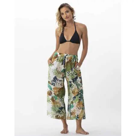Plant printed trousers in 100% cotton PALMERAIE 780 multico | Lingerie le Chat