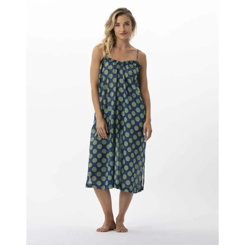Polka dot printed dress in 100% cotton RIVA 740 green | Lingerie le Chat