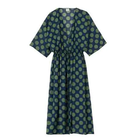 Kimono imprimé pois en 100% coton RIVA 770 vert  | Lingerie le Chat