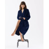 Plush flannel double-breasted bathrobe ESSENTIEL Navy Blue